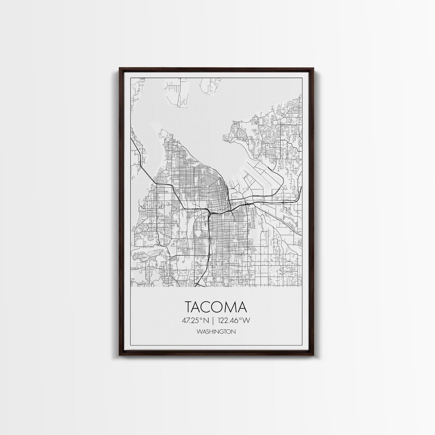 Tacoma Street Map, Washington Map, City Map Print, Modern Wall Art, Wall Art, Canvas Print, Wall Hanging, Housewarming Gift, Travel Art