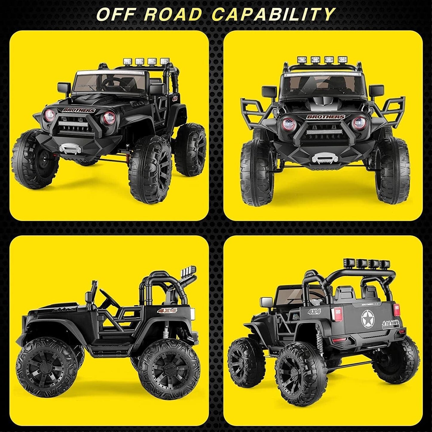 400W Electric 24V Kids Ride on Truck Car Jeep with MP3 Player, LED Lights, and Remote Control - Seats 2