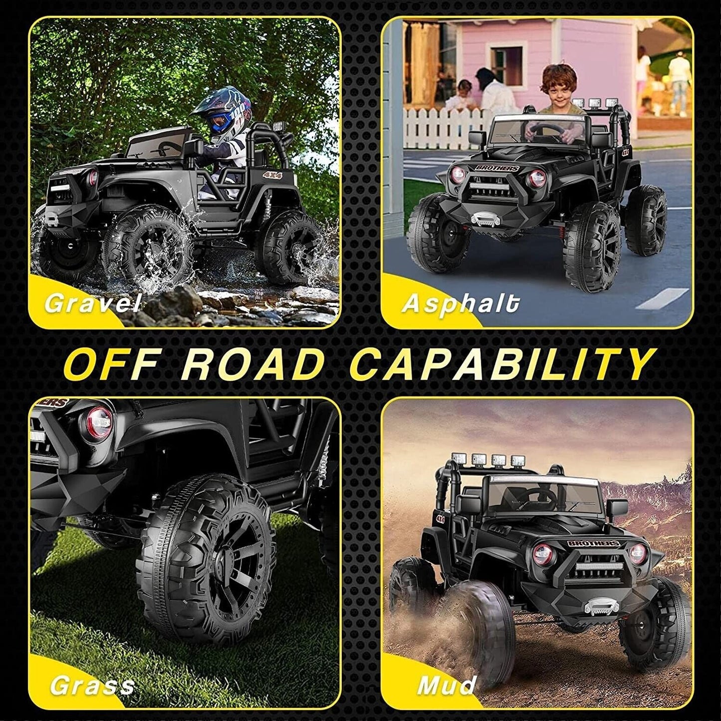 400W Electric 24V Kids Ride on Truck Car Jeep with MP3 Player, LED Lights, and Remote Control - Seats 2