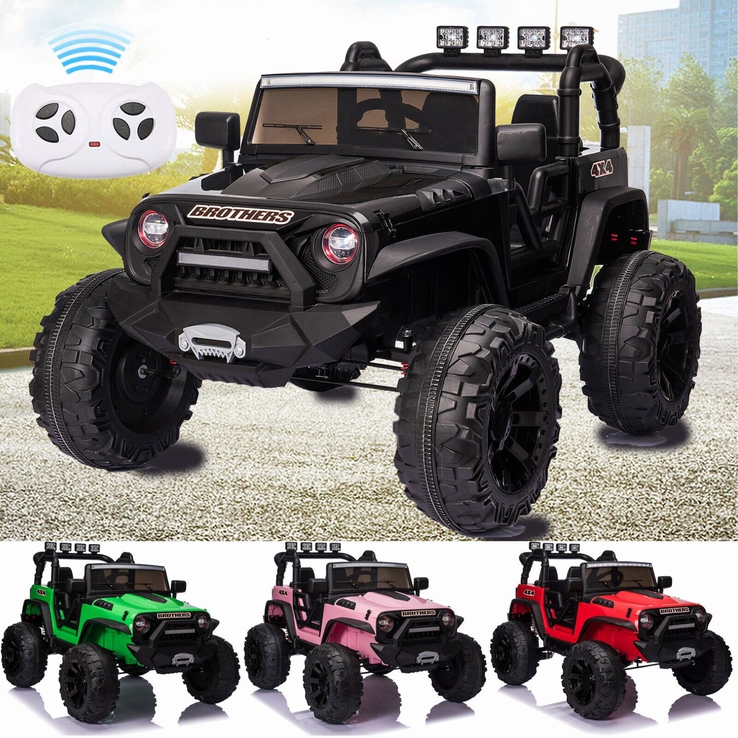 400W Electric Kids Ride On Jeep Truck with Remote Control, MP3 Player, and LED Lights