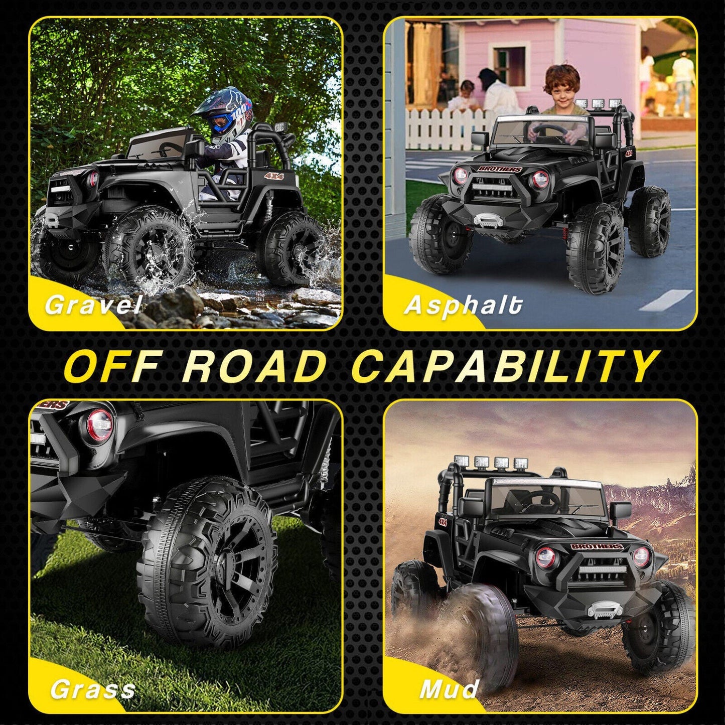 400W Electric Ride On Jeep for Kids with Remote Control, LED Lights, and MP3/USB