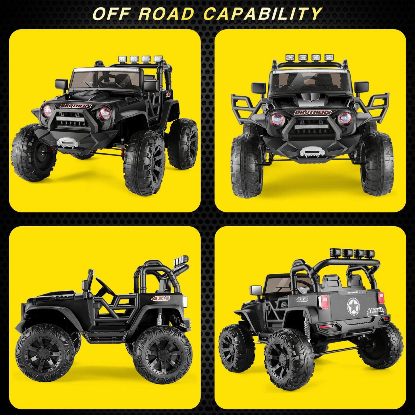 400W Electric Ride On Jeep for Kids with Remote Control, LED Lights, and MP3/USB