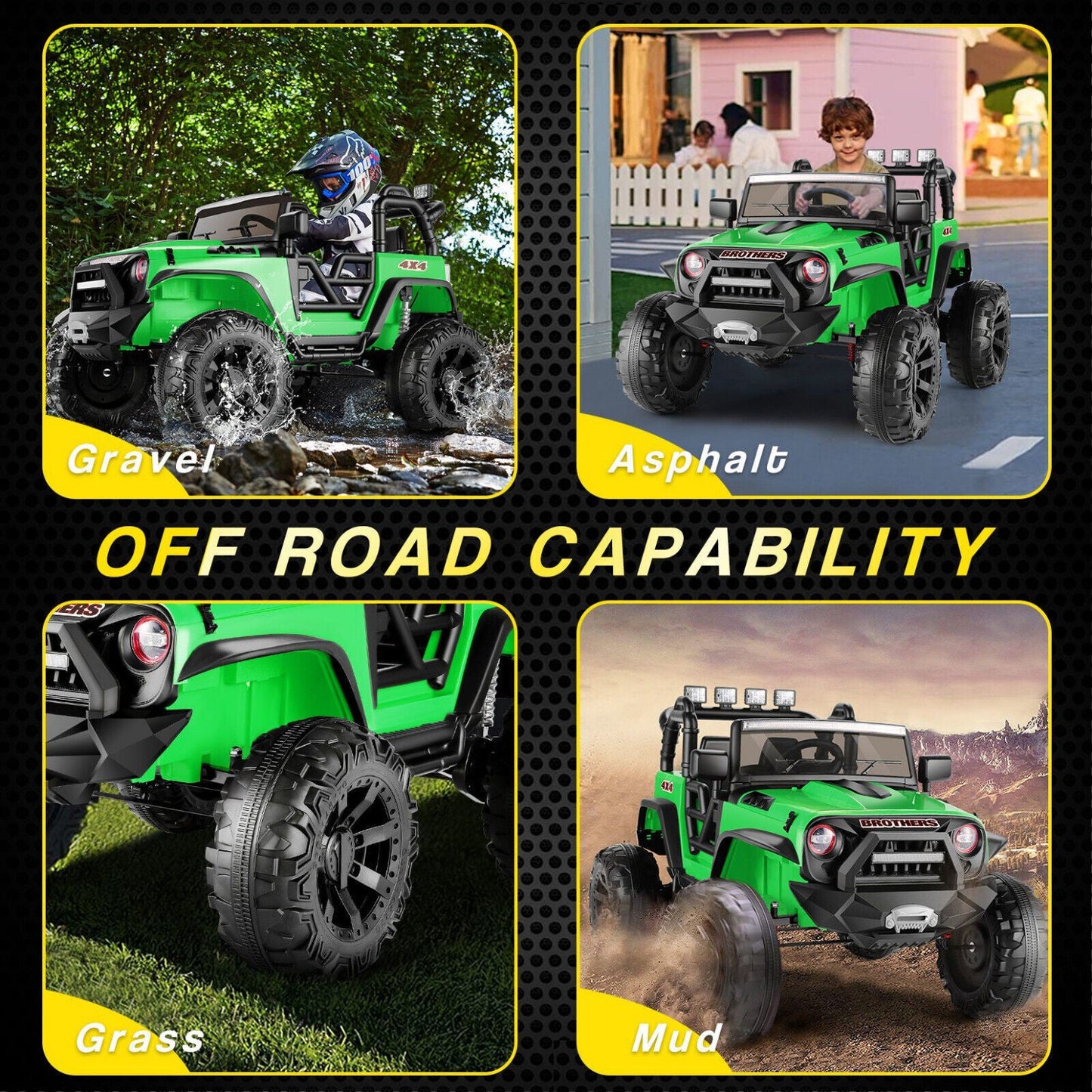 400W Electric Ride On Jeep for Kids with Remote Control, LED Lights, and MP3/USB