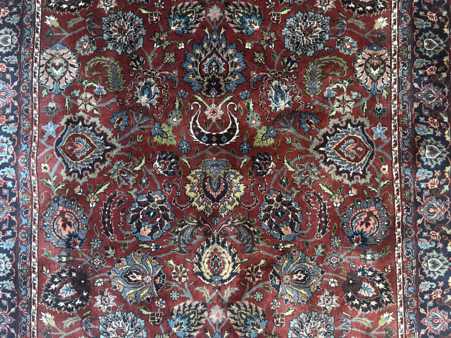 Indo Persian Rug 5x7, Vintage Traditional Floral Carpet, Burgundy and Navy Blue
