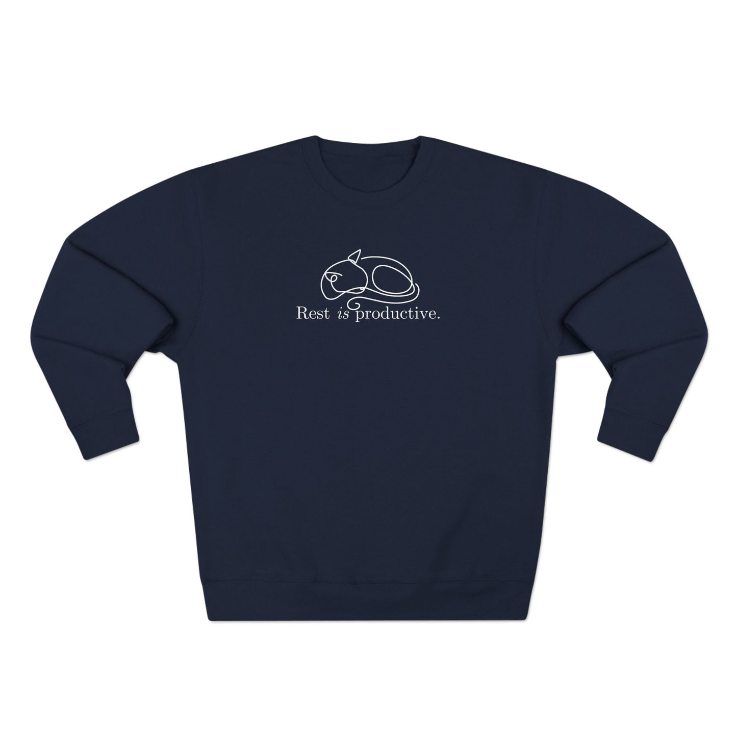 “Rest Is Productive” Minimalist Cat Sweatshirt – Comfort Fleece Pullover