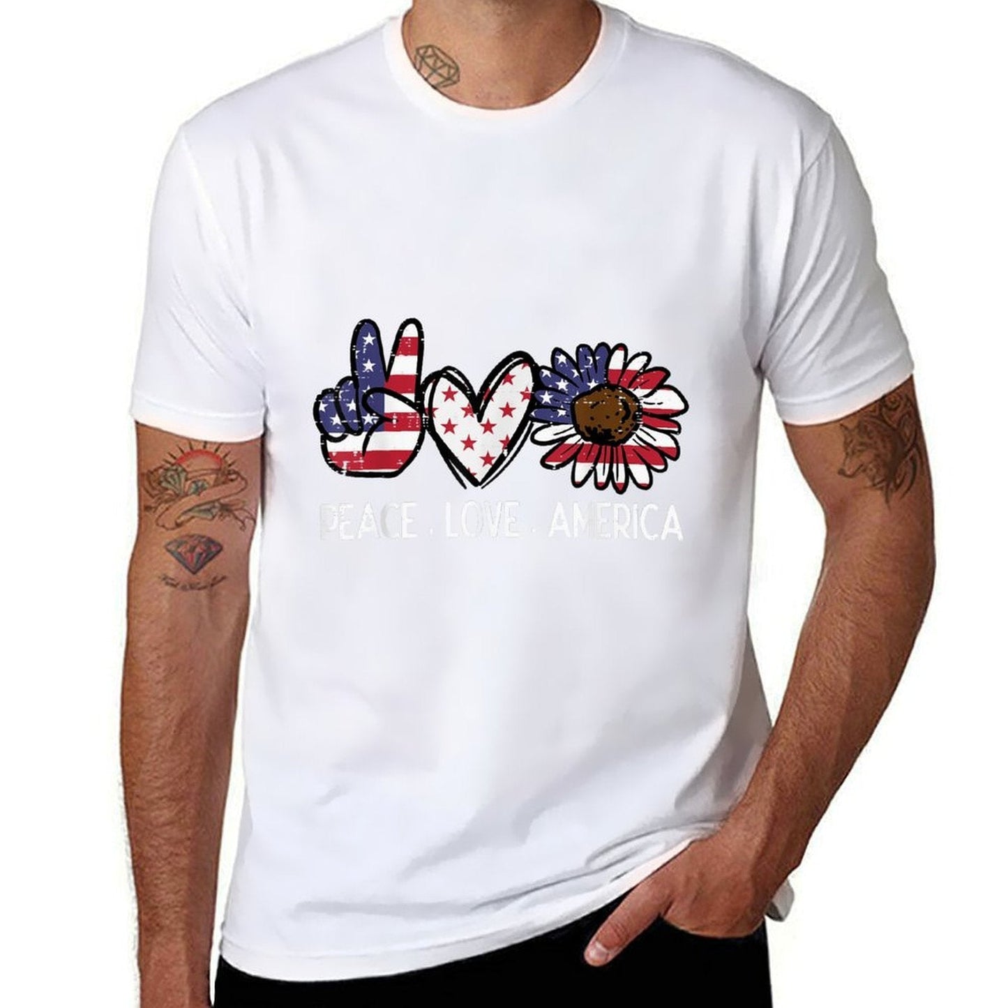 Peace Love America US Fourth Womens 4th Of July Patriot  High-quality Stitching T-Shirt