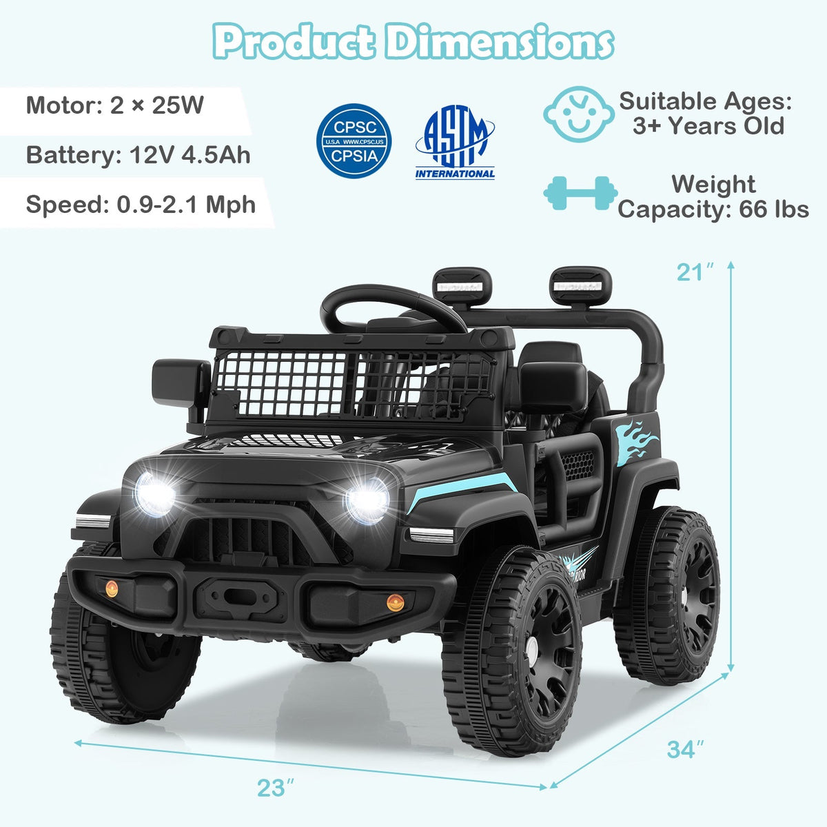 12V Kids Ride on Truck Car Battery Powered Electric Vehicle