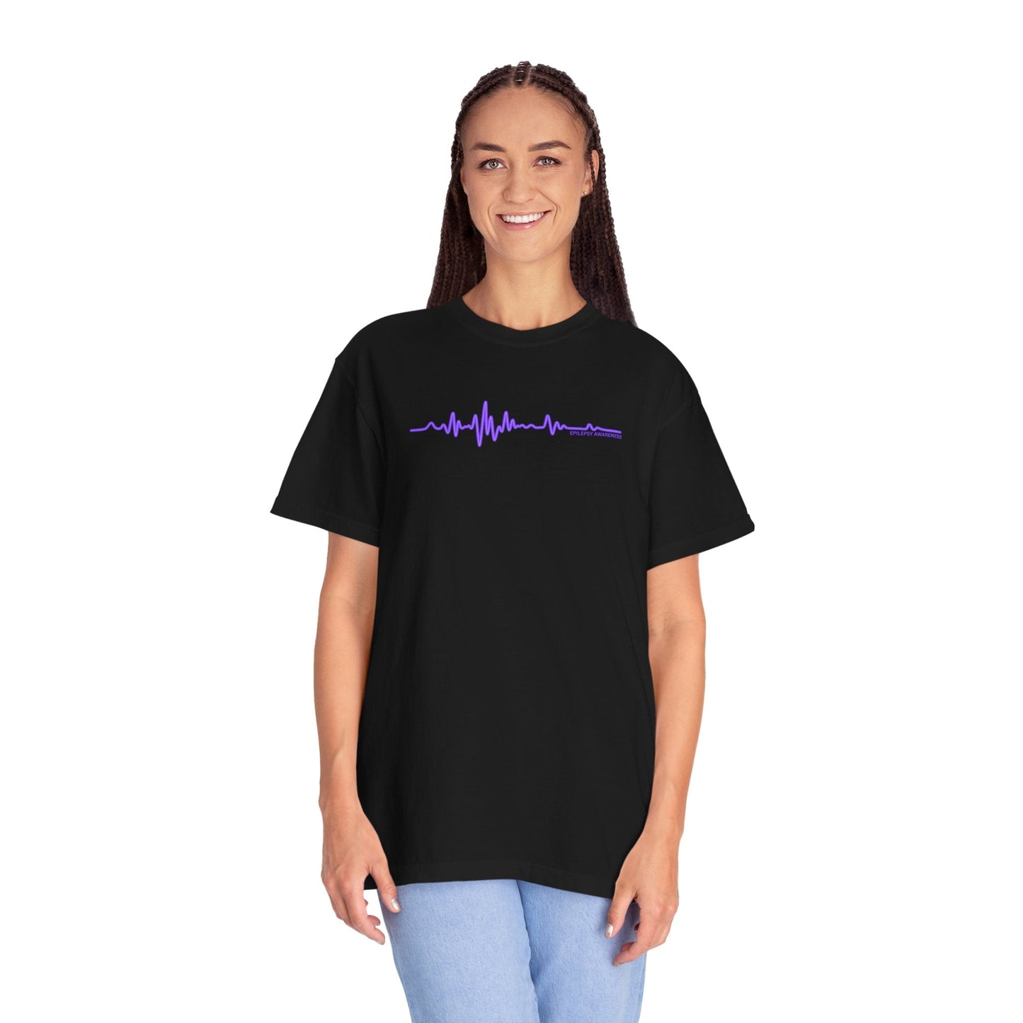 Minimalist Epilepsy Awareness EEG Wave Unisex T-Shirt – Purple Line Design