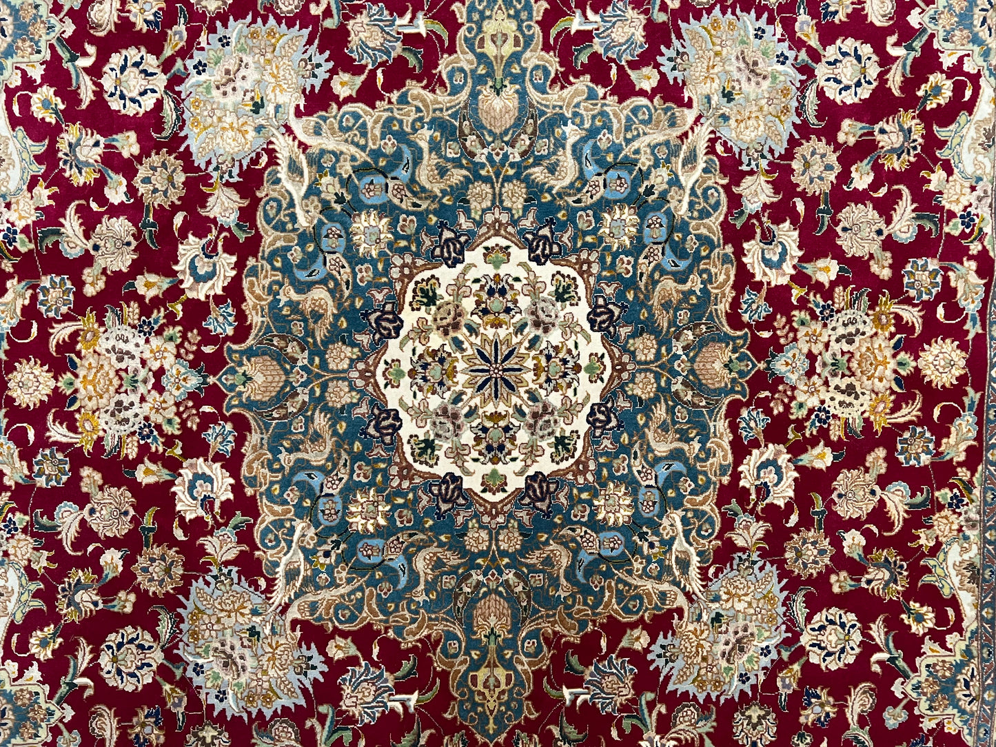 Stunning Persian Tabriz Rug 5x7, Signed by Masterweaver, Maroon, Floral Medallion, Ultra Fine 70 Raj 625 KPSI, Kork Wool Silk Foundation, Handmade