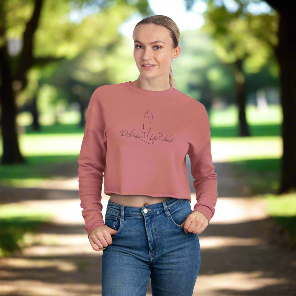 Trendy Cat Lover Women's Cropped Sweatshirt