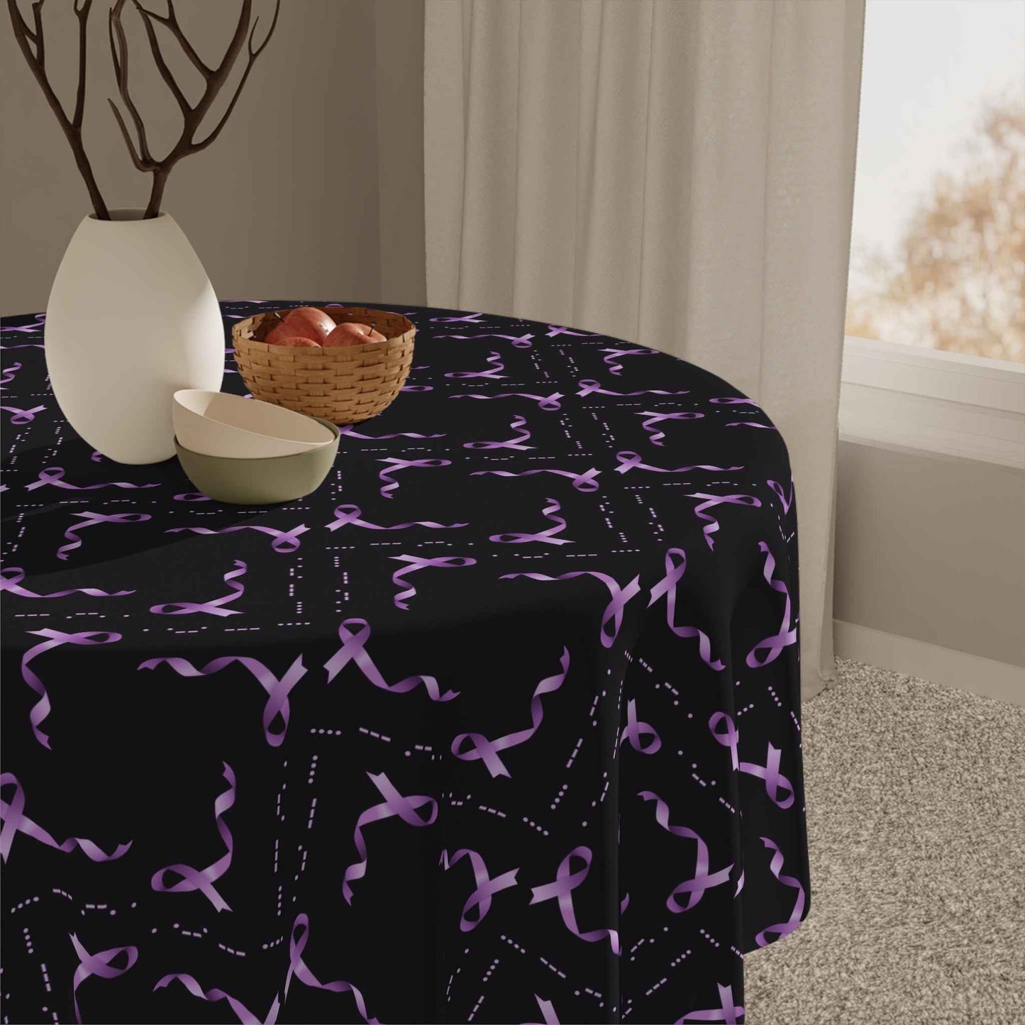 Epilepsy Awareness Morse-Code “HOPE” Tablecloth – Purple Ribbon Pattern