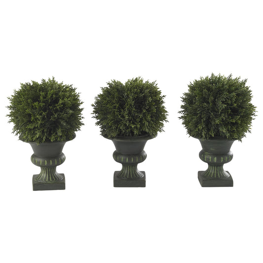 9" Cedar Ball Topiary (Set of 3)