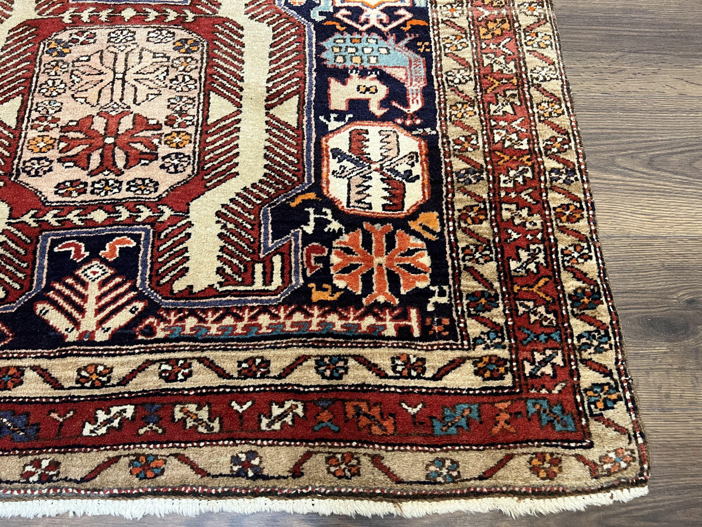 Persian Ardabil Wide Runner Rug 4x10 - Geometric Medallions & Animal Pictorials