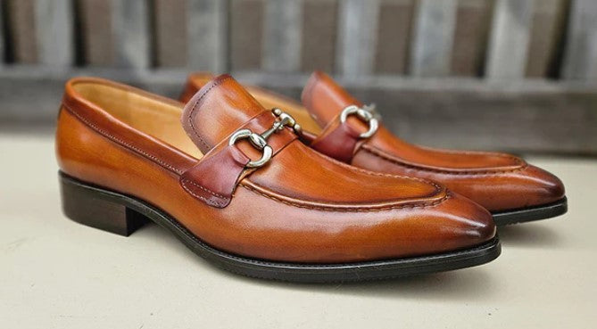 Carrucci Calfskin Loafer - Cognac