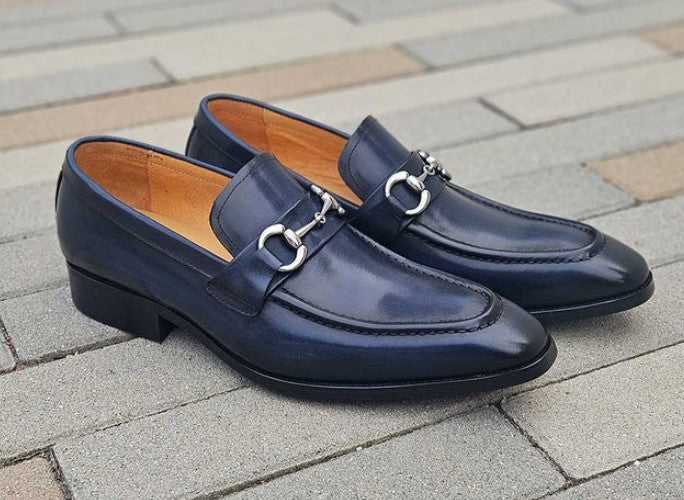 Carrucci Calfskin Loafer - Blue