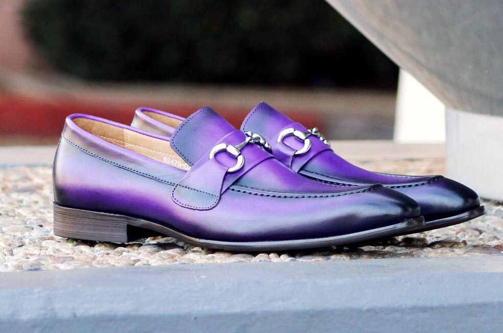 Carrucci Burnished Calfskin Belt - Purple