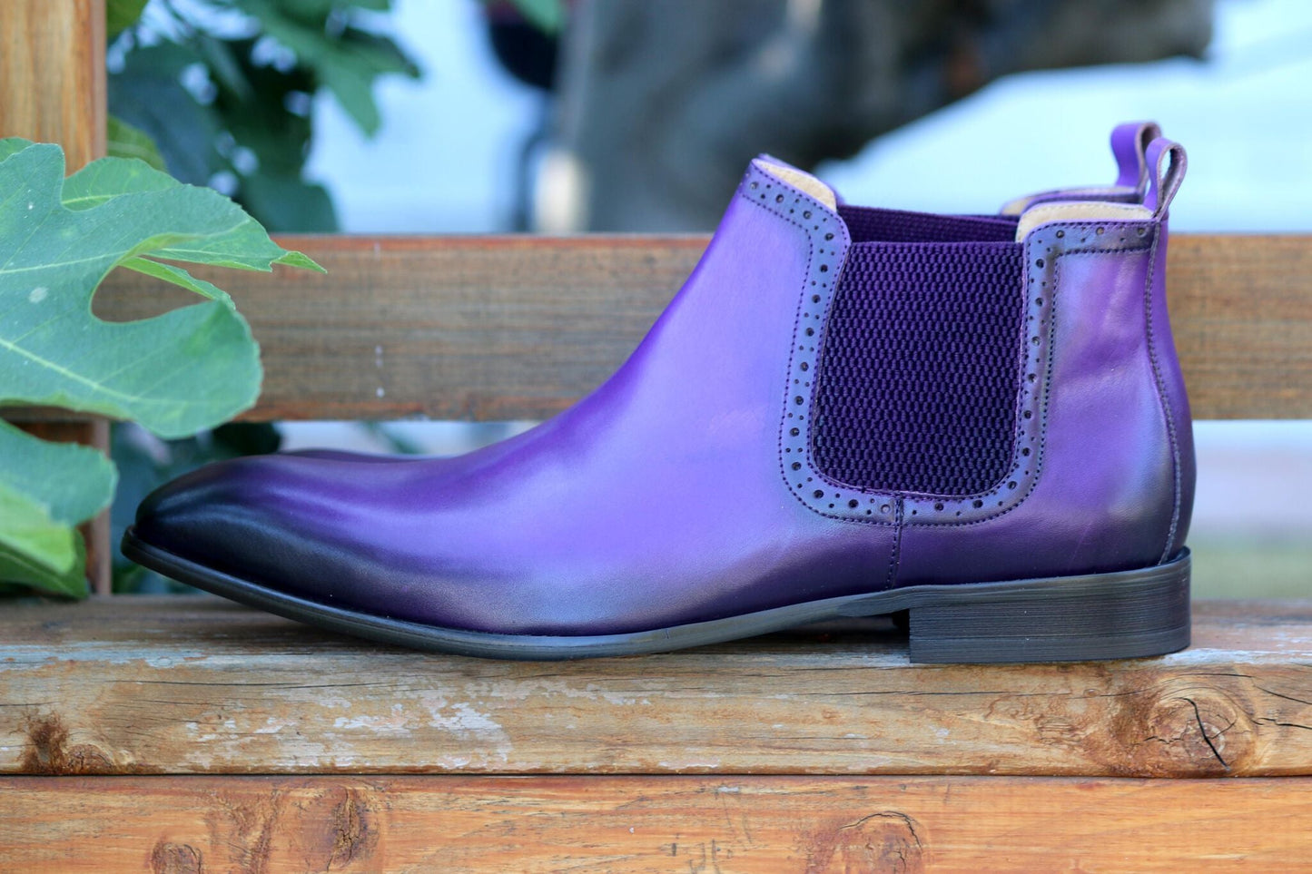 Carrucci Burnished Calfskin Belt - Purple