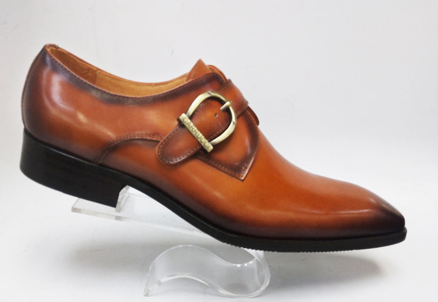 Carrucci Monkstrap Calfskin Shoe - Cognac
