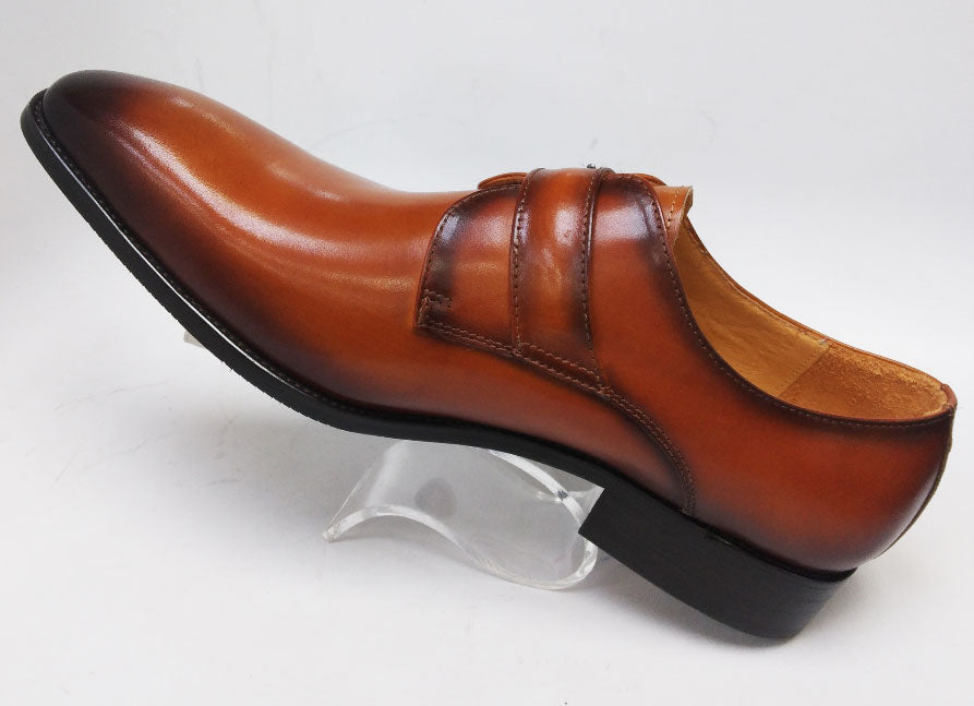 Carrucci Monkstrap Calfskin Shoe - Cognac