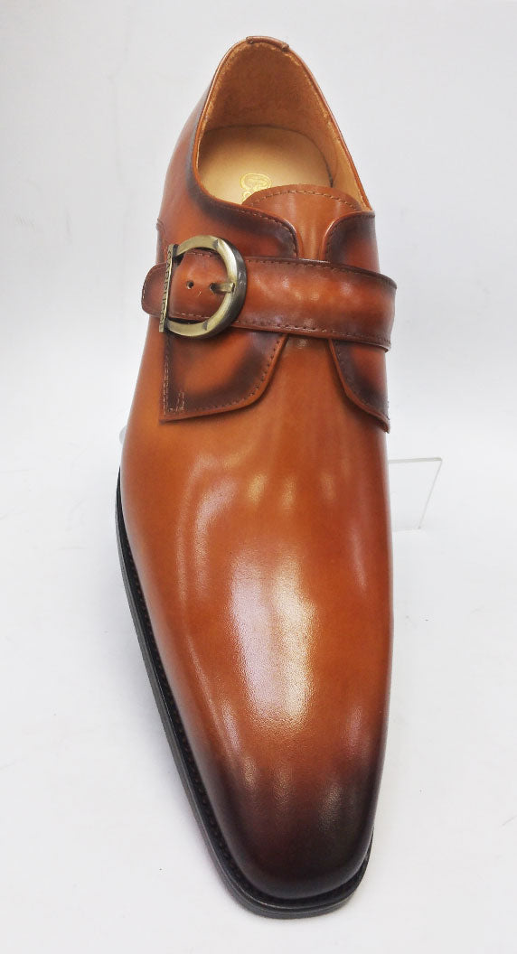 Carrucci Monkstrap Calfskin Shoe - Cognac