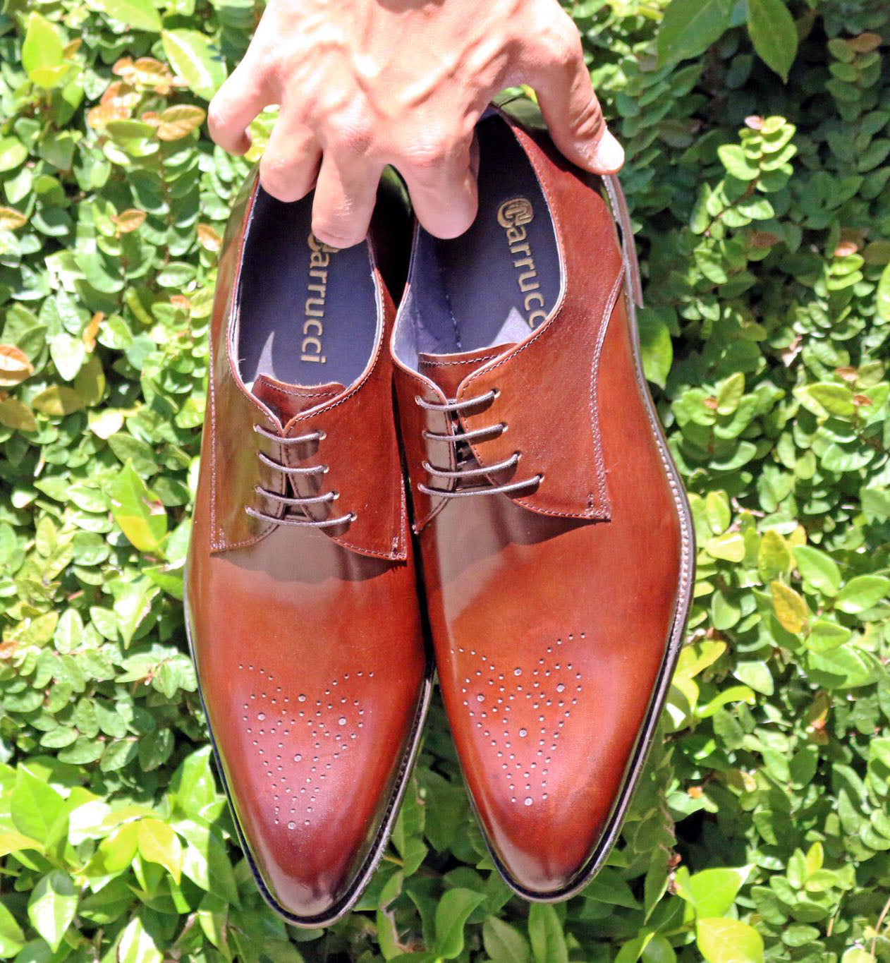 Carrucci Burnished Calfskin Oxford - Cognac