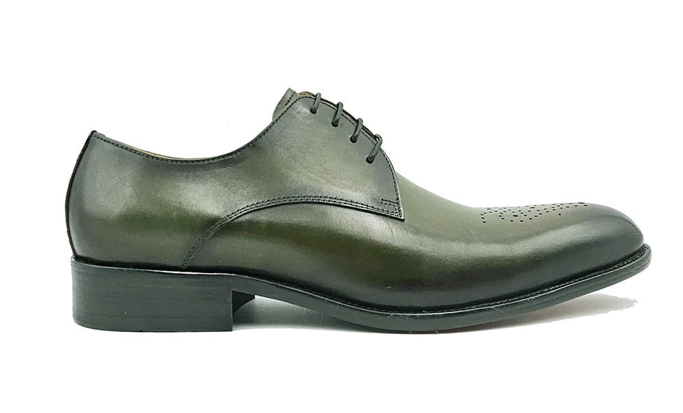 Carrucci Burnished Calfskin Oxford - Olive