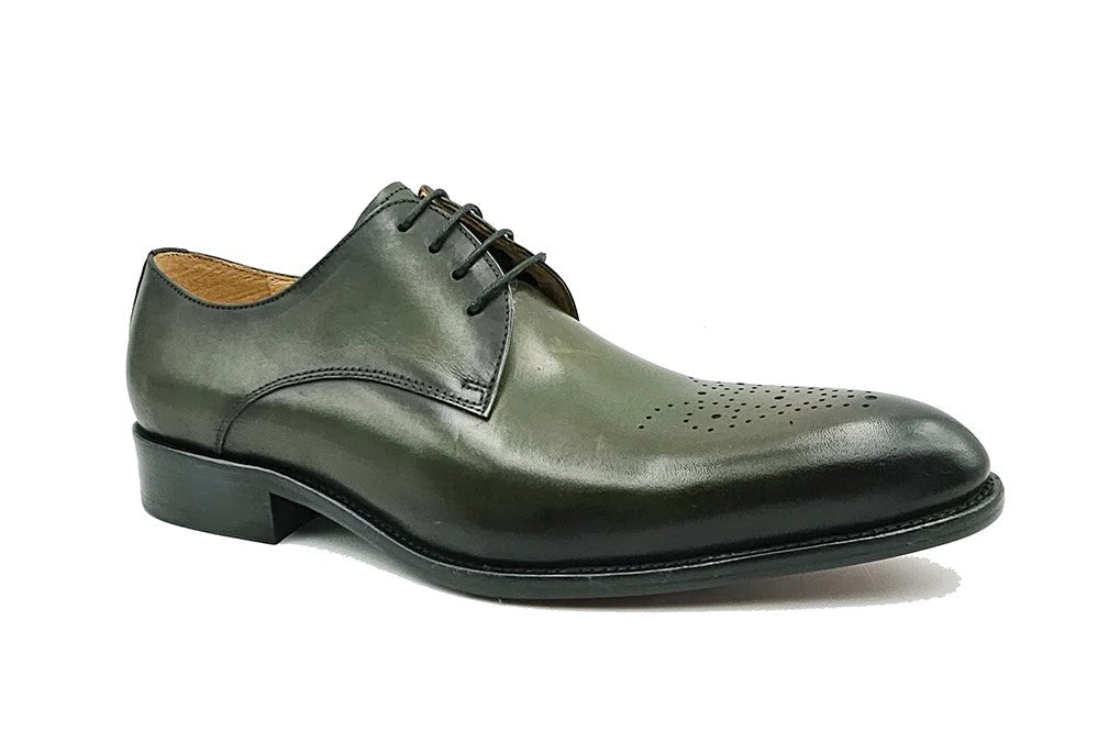 Carrucci Burnished Calfskin Oxford - Olive