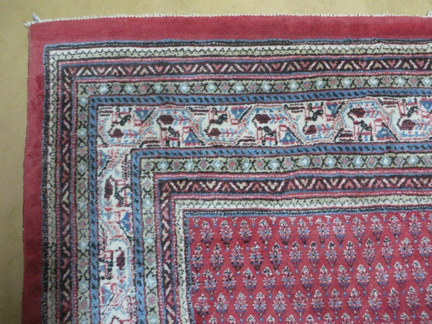 7' X 9' Vintage India Oriental Paisley Handmade Wool Rug Red Vegetable Dyes