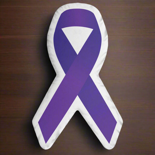 Purple Ribbon Pillows — Soft Symbol, Steady Strength