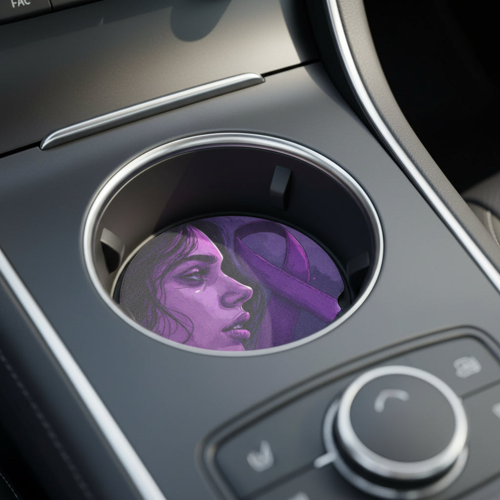 Purple Ribbon Soapstone Car Coaster