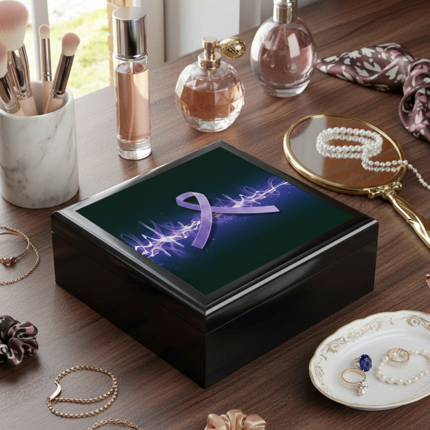 Brain Waves of Strength — Awareness Keepsake Box