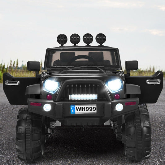 12V Kids Ride On Truck with Remote Control and Double Magnetic Door-Black