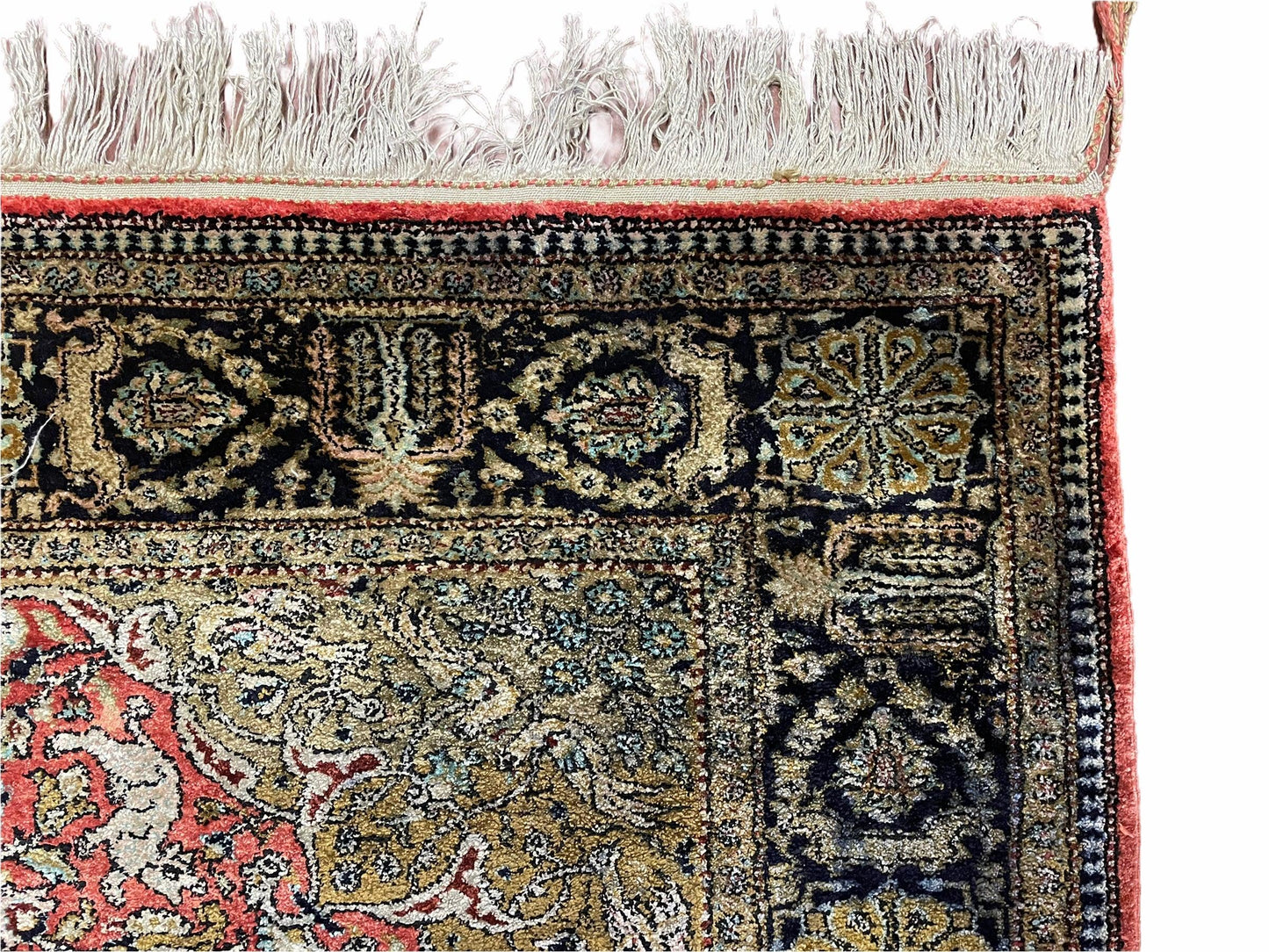Persian Qum Silk Rug 3.8 x 5.6, Silk on Silk, Animal Pictorials, Fine 330 KPSI