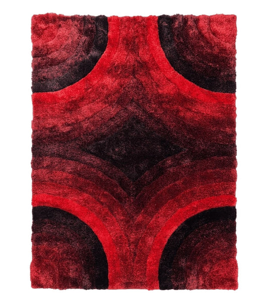 Red and Black Shag Rug 5x7, Pair A