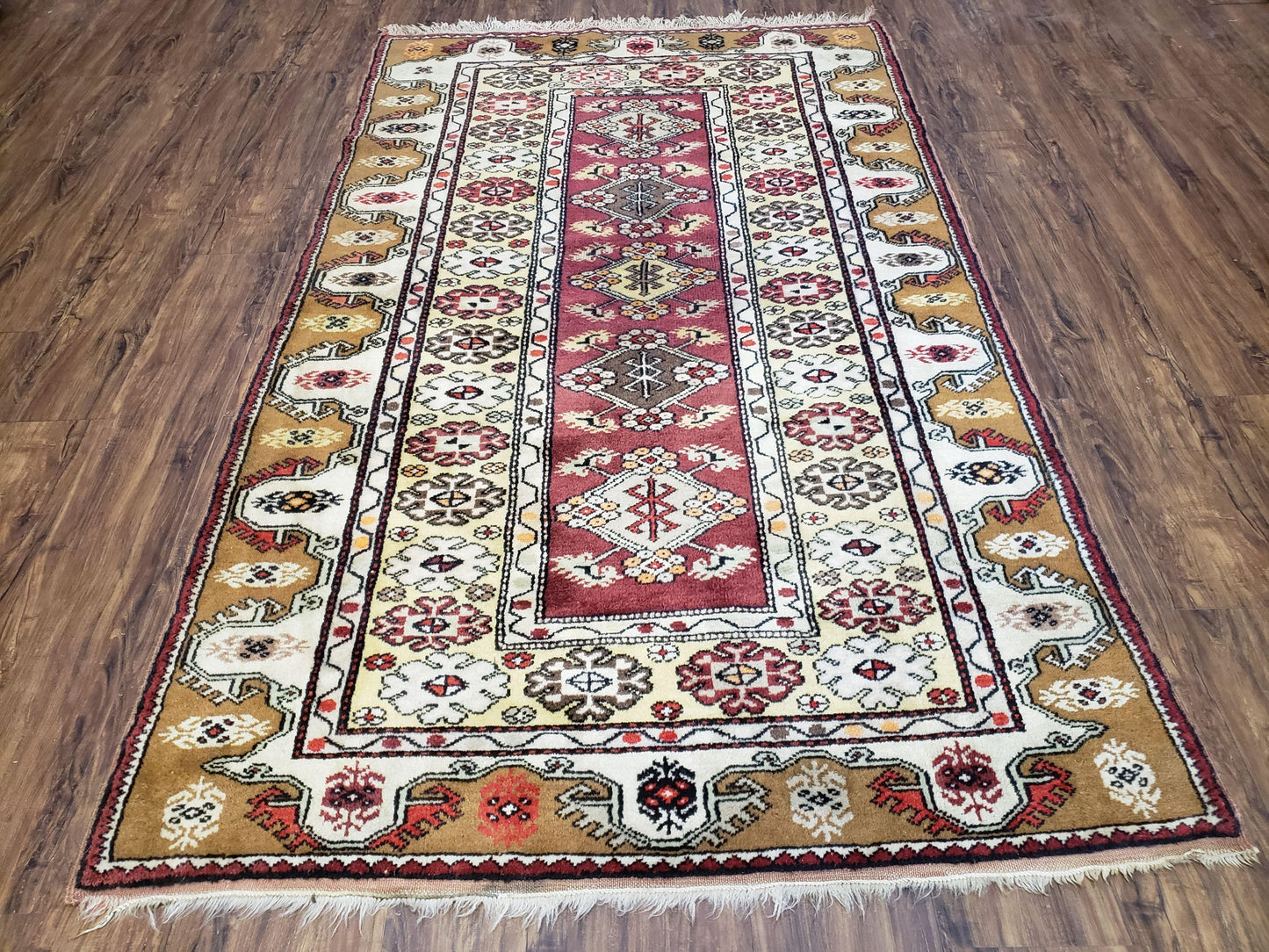 Turkish Caucasian Rug 4x7, Wool Turkish Talish Carpet, Geometric Rug