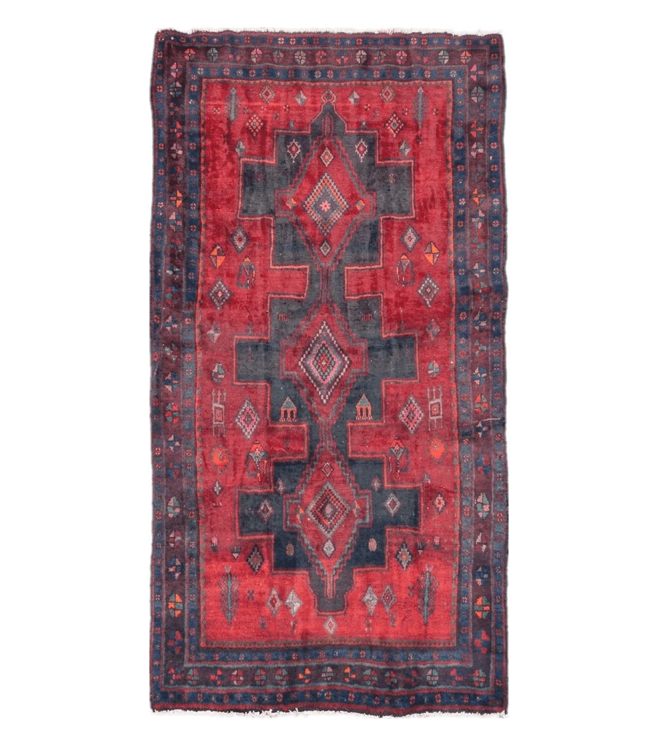 4' X 8' Antique Handmade India Geometric Oriental Wool Rug Veg Dyes Nice