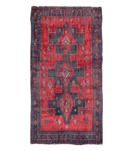 4' X 8' Antique Handmade India Geometric Oriental Wool Rug Veg Dyes Nice