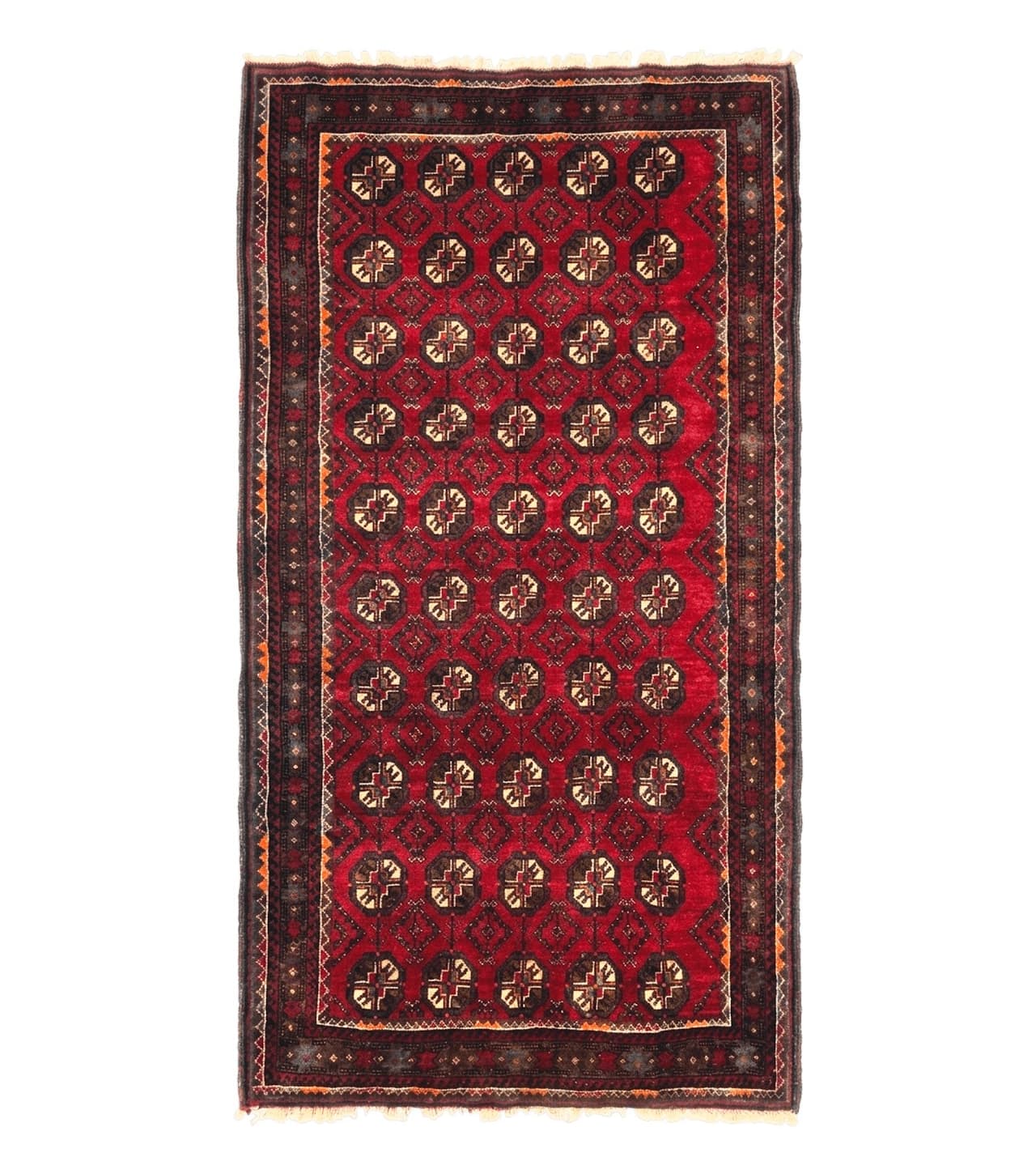 Persian Turkoman Tribal Rug 4x8, Handmade Vintage Wool Carpet, Red, Bohemian Rug