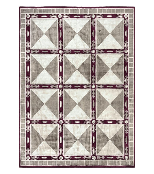 Indo Tibetan Rug 10x14, Nepali Carpet, Large Soft Wool Area Rug, Olive Tan Maroon, Contemporary Rug 10 x 14 ft Living Room Rug, Handmade Rug