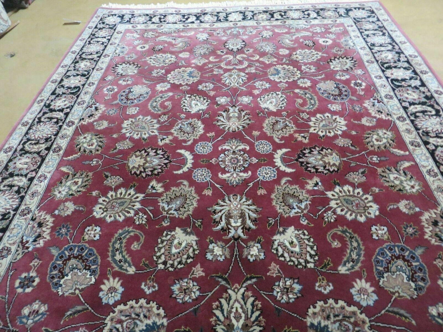 6' X 9' Vintage Handmade Fine India Floral Oriental Silk Accent Wool Rug Carpet