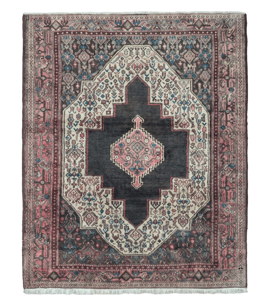 4' X 5' Antique Handmade India Floral Oriental Wool Rug Brown Vegetable Dyes
