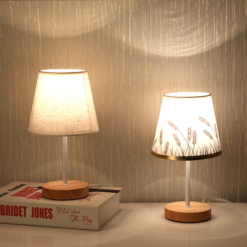 Solid Wood Fabric Decorative Table Lamp Bedroom