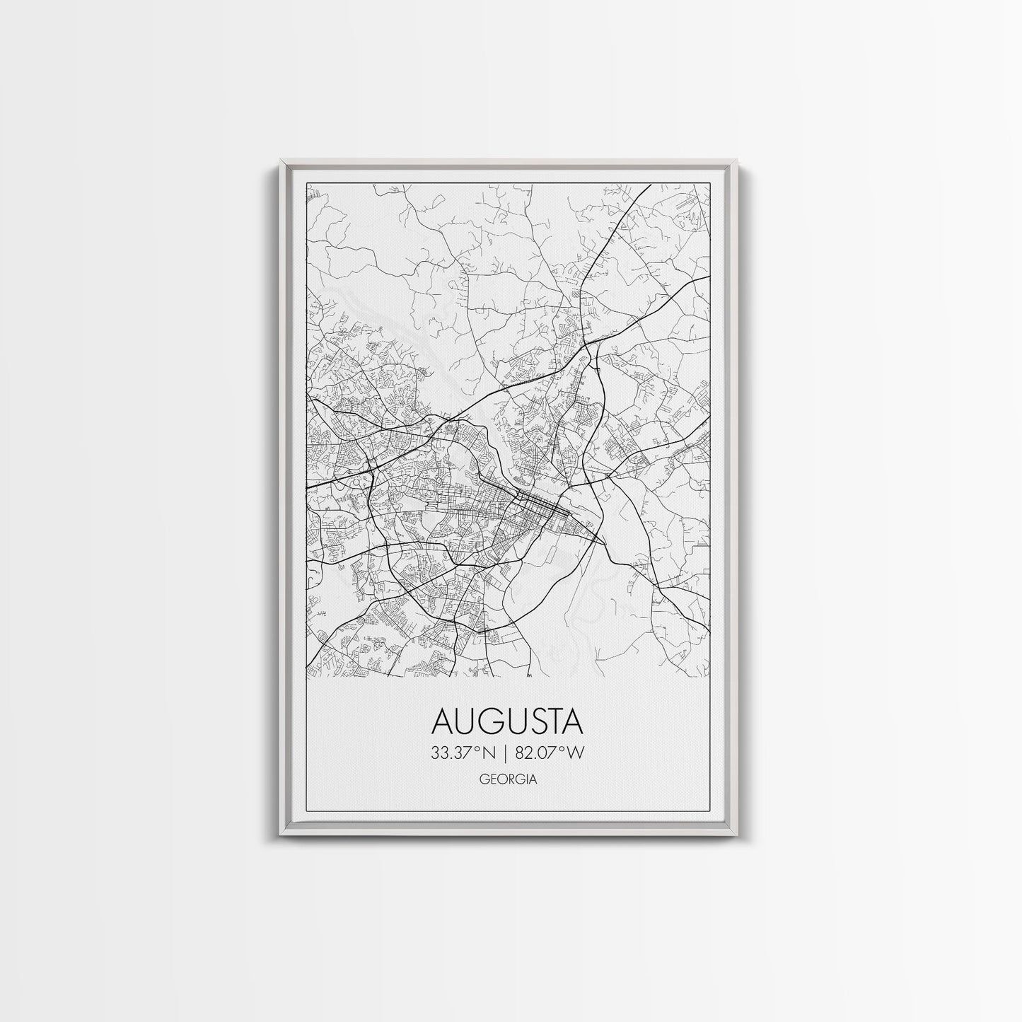 Augusta Street Map, Georgia Map, City Map Art, Dorm Wall Art, Adventure Wall Art, Minimalist Art, Wall Art, Canvas Print, Canvas Wall Art