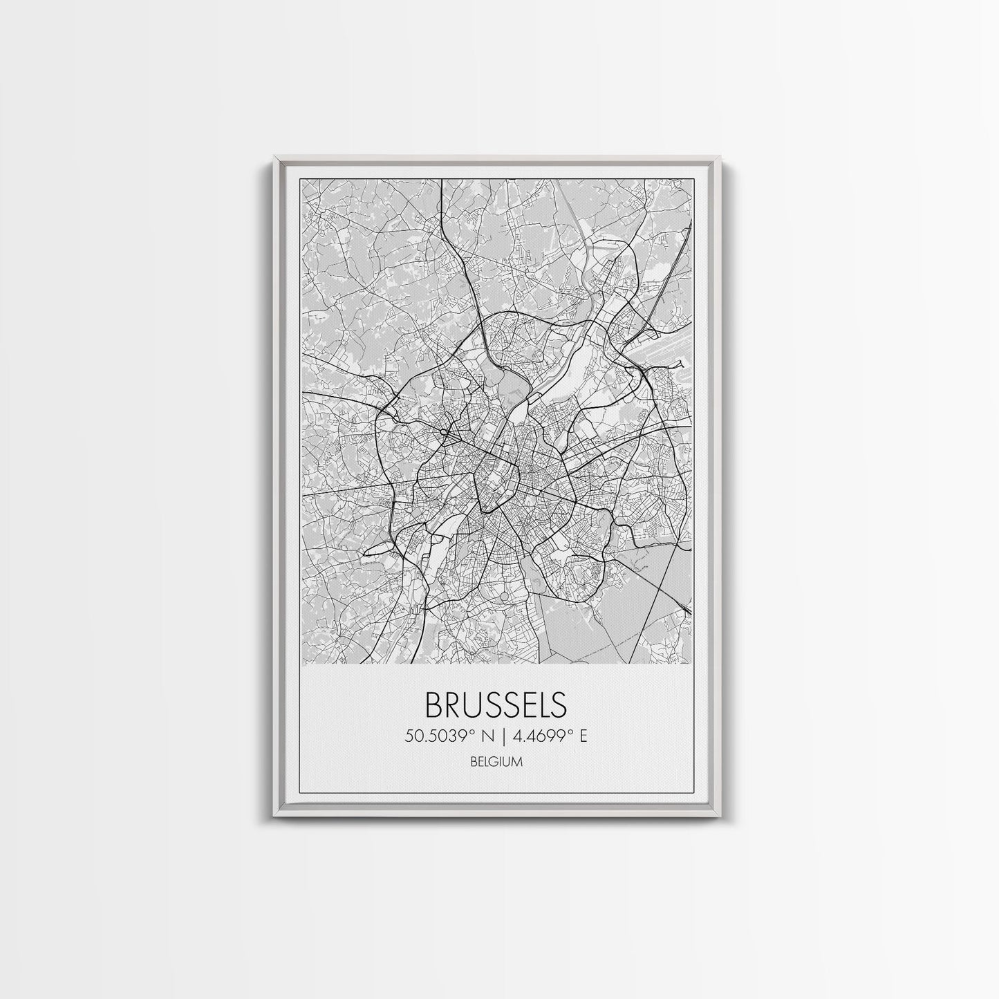 Brussels Street Map, Belgium Map, City Map Art, Modern Art, Wall Art, Canvas Print, Canvas Wall Art, Birthday Gift, Living Room Décor
