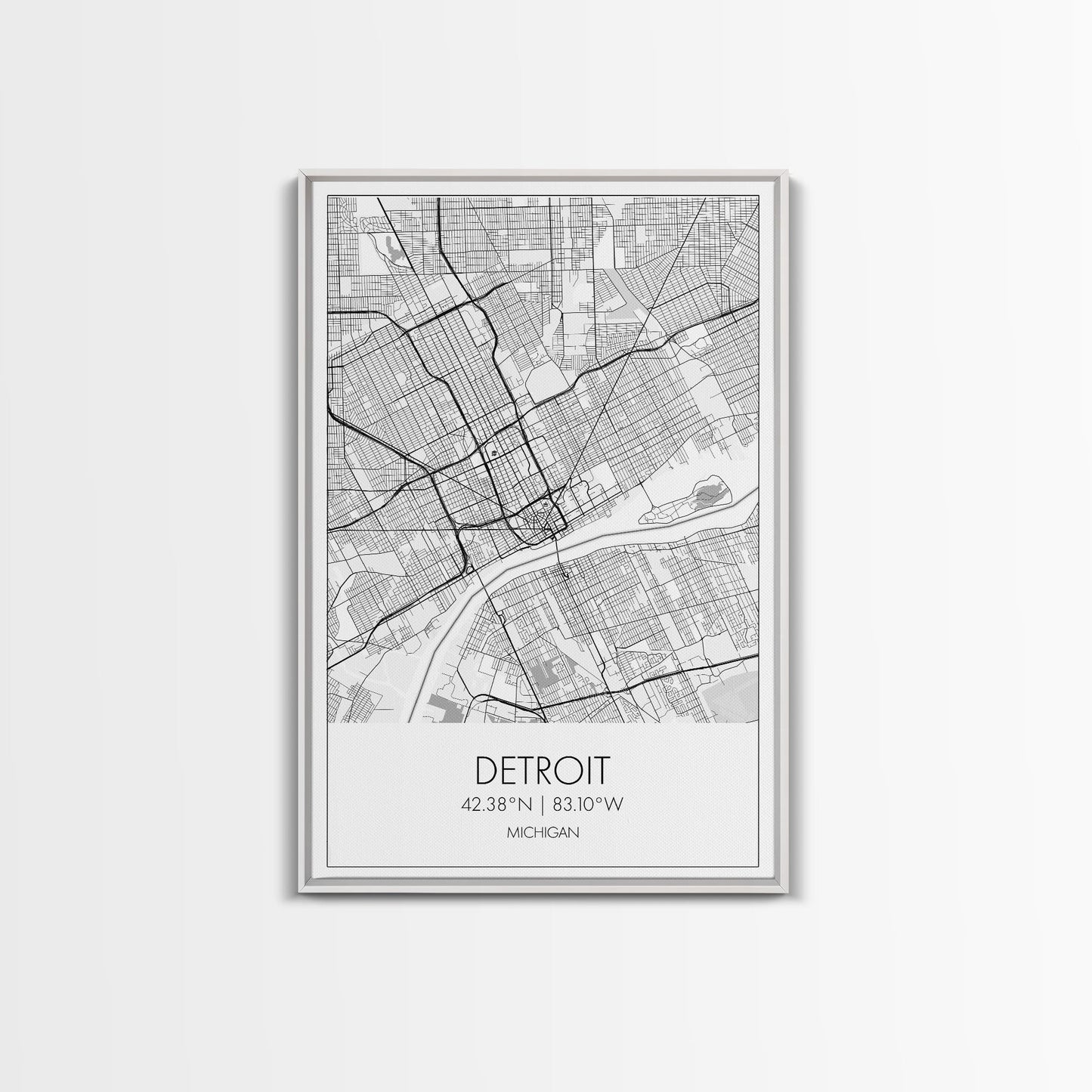 Detroit Street Map, Michigan Map, City Map Art, Minimalist Art, Wall Art, Canvas Print, Wall Art Bedroom, Travel Prints, Gift For Couple