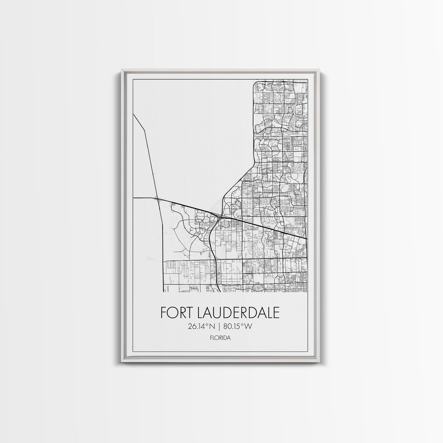 Fort Lauderdale Street Map, California Map, City Map Art, Minimalist Art, Wall Art, Canvas Print, Travel Art, Game Room Décor, Travel Gifts