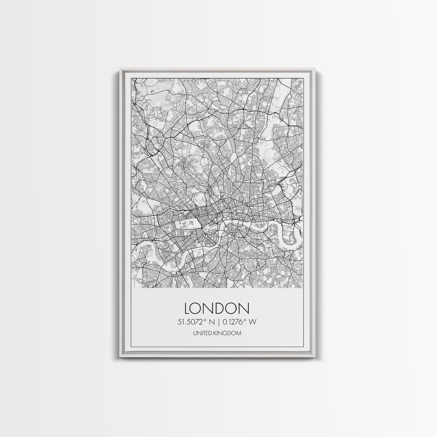 London Street Map, United Kingdom Map, City Map Art, Modern Wall Art, Wall Art, Canvas Print, Travel Art, Home Wall Décor, Bon Voyage Gift
