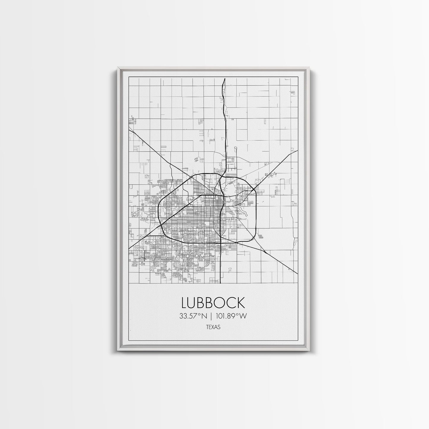 Lubbock Street Map, Texas Map, City Map Art, Modern Art, Wall Art, Canvas Print, Travel Print, Farmhouse Wall Décor, Boyfriend Gift
