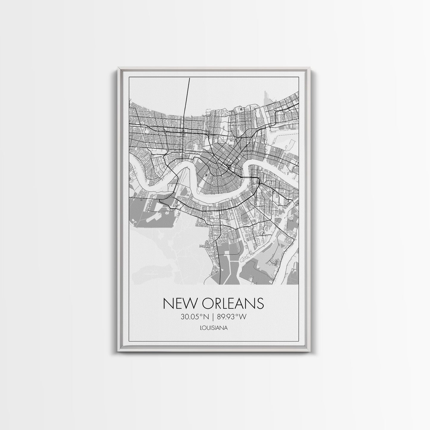 New Orleans Street Map, Louisiana Map, City Map Art, Modern Art, Wall Art, Canvas Print, Above Bed Art, Gift For Travelers, Travel Wall Art