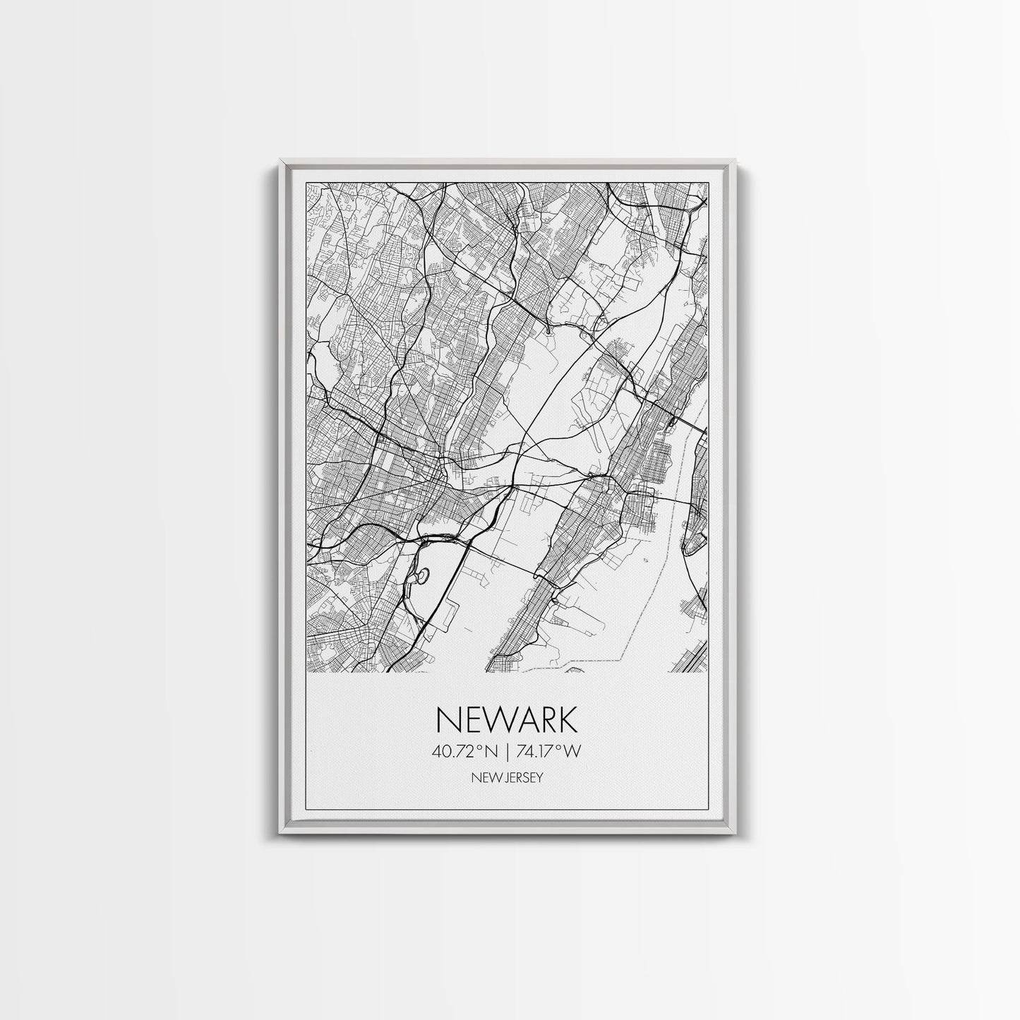 Newark Street Map, New Jersey Map, City Map Art, Modern Art, Wall Art, Canvas Print, Living Room Art, Best Friends Gift, Travel Art